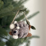 Felt Koala with Baby Ornament - Ganapati Crafts Co.