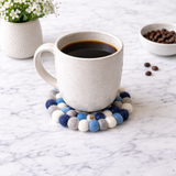 Felt Navy Blue Round Coasters - Set of 4