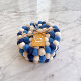 Felt Navy Blue Round Coasters - Set of 4