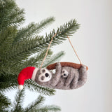 Felt Sloth Ornament: Sloth Hugging Baby
