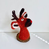 Felt Red Reindeer Wine Bottle Toppers