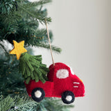 Felt Pickup Truck with Christmas Tree Ornament, Christmas Farm, Christmas Decoration, Tree Hanging Decoration