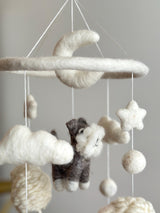 Schnauzer + Sheep Baby Mobile For Nursery Decor, Wool Felt Counting Sheep, Baby Shower's Gift, Crib Mobile, Nursery Gift for Dog Lovers