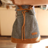 WOVEN Drawstring Bucket Bag - Sally - Ganapati Crafts Co.