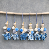 Indigo Elephant Bag Charm with Pompom