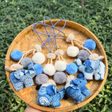 Indigo Elephant Bag Charm with Pompom
