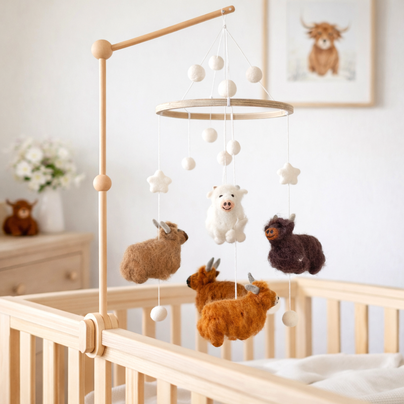 Felt Baby Mobile - Highland Cow – Ganapati Crafts Co.