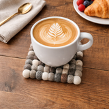 Felt Ball Gray Square Cup Coasters - Set of 4