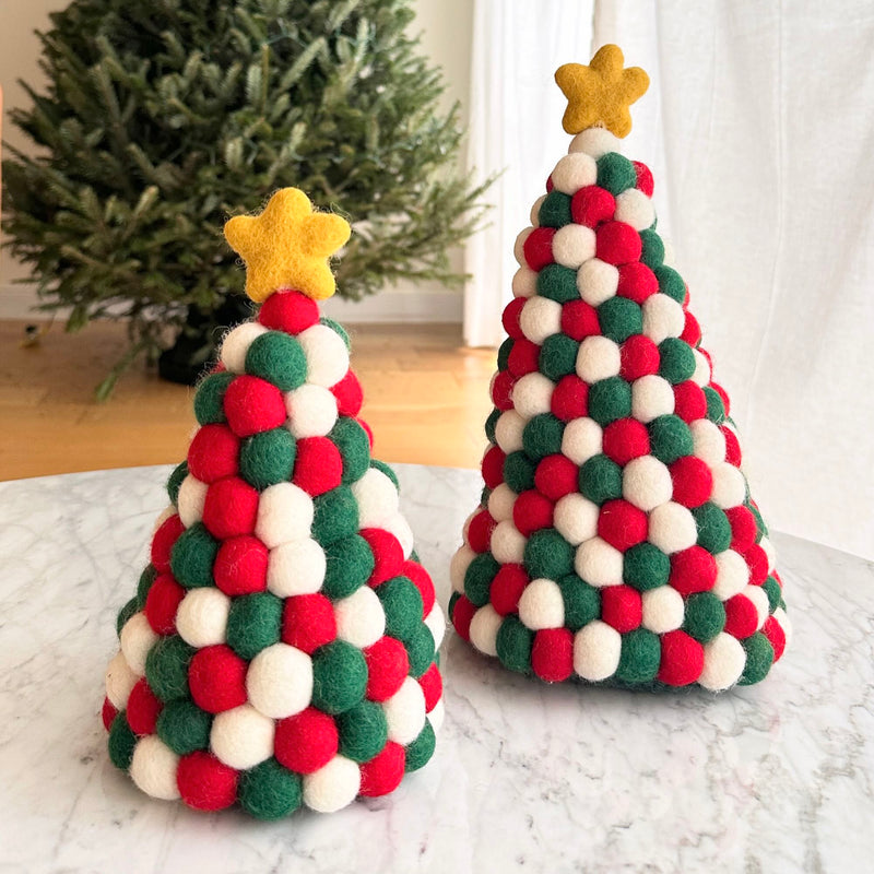 Felt Ball Christmas Tree Table Display