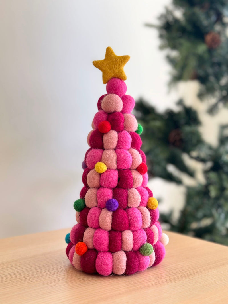 Felt Ball Christmas Tree Table Display
