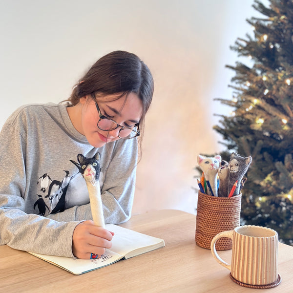 Felt Tuxedo Cat Pen Cover