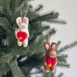 Felt Ornament - Bunny Holding A Heart
