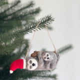 Felt Sloth Ornament: Sloth Hugging Baby