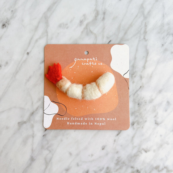 Felt Shrimp Brooch