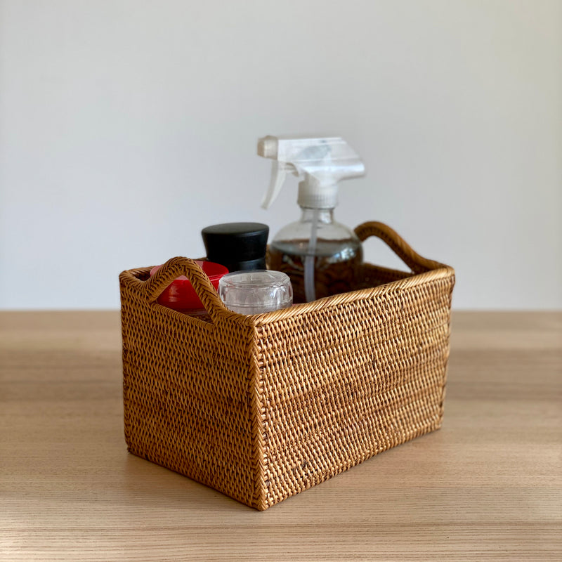 Bali Rectangular Rattan Basket with Handles