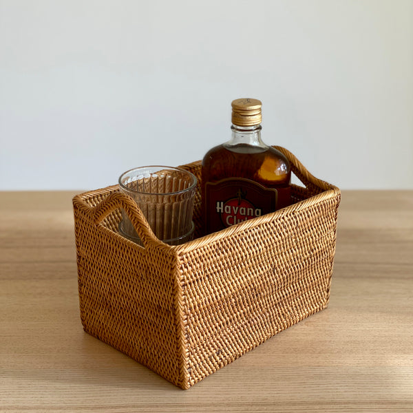 Bali Rectangular Rattan Basket with Handles