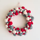 Felt Christmas Wreath - Pompom Balls / Christmasy