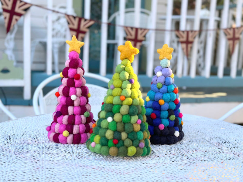 Felt Ball Christmas Tree Table Display