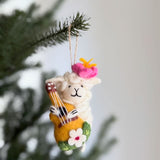 Felt Hula Sheep Ornament with Ukulele