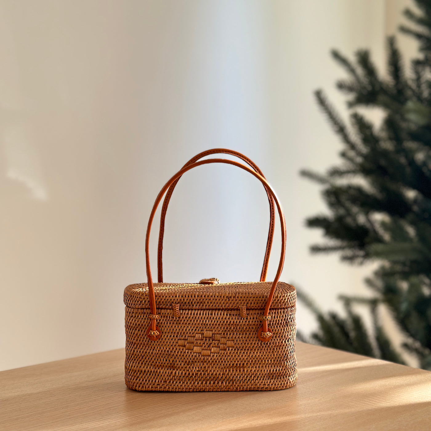美品 Rattan Plaid Hand Bag Italy 籐 ハンドバッグ bali-rattan-handbag-catania_3.