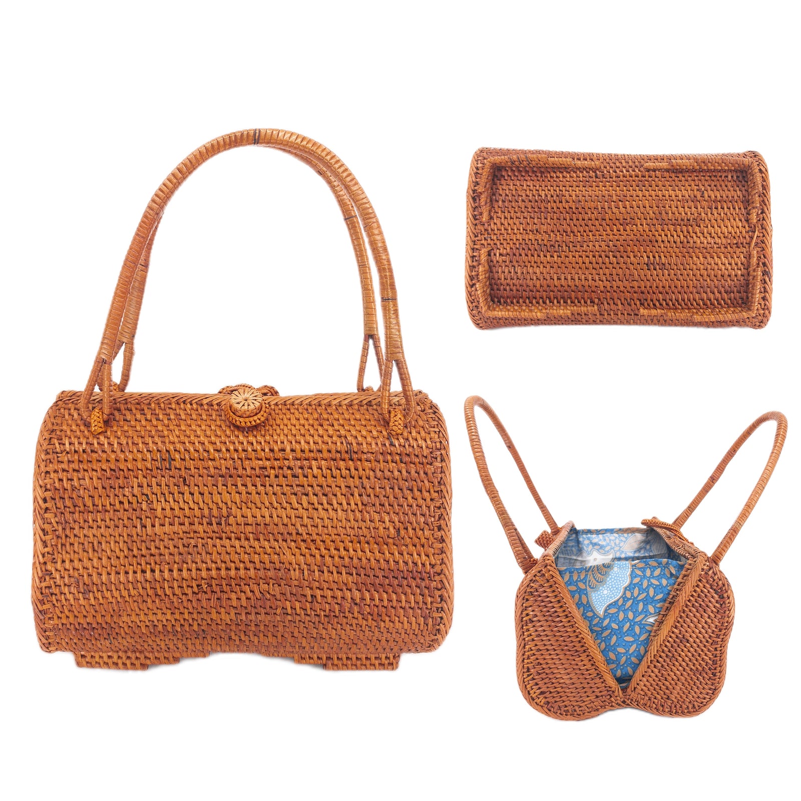 Sac à Main Cabas En Osier Rotin – Fait Main Aux Philippines – Petite Taille