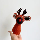 Felt Red Reindeer Wine Bottle Toppers