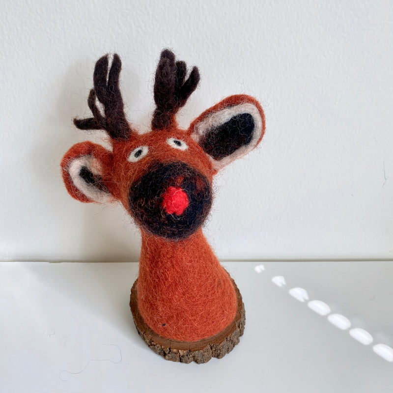 Felt Red Reindeer Wine Bottle Toppers