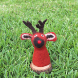 Felt Red Reindeer Wine Bottle Toppers