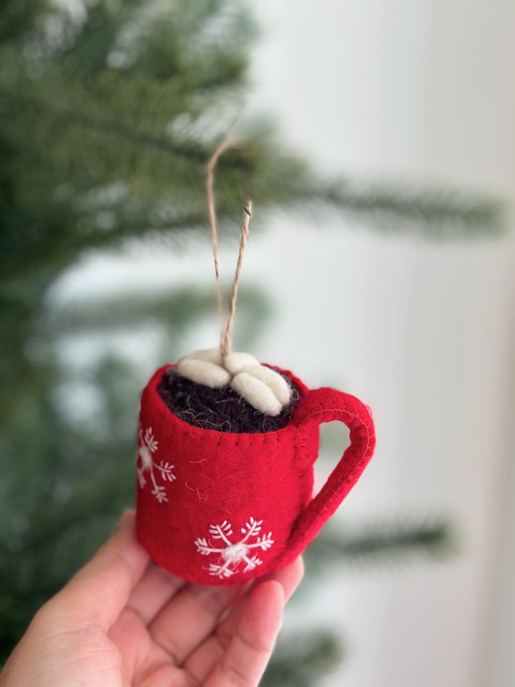 Hot Chocolate Mug Ornament with Marshmallows - Thumbnail 4