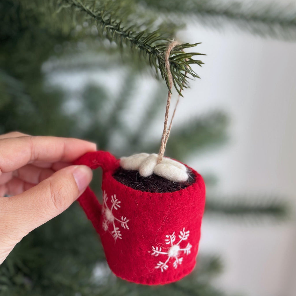Hot Chocolate Mug Ornament with Marshmallows - Thumbnail 5