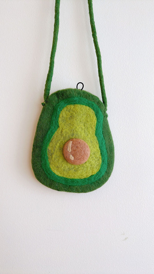 Felt Avocado Crossbody Bags for Kids, avocado candy bag, avocado handbag, adjustable felt avocado purse, Ganapati Crafts Design **SALE**