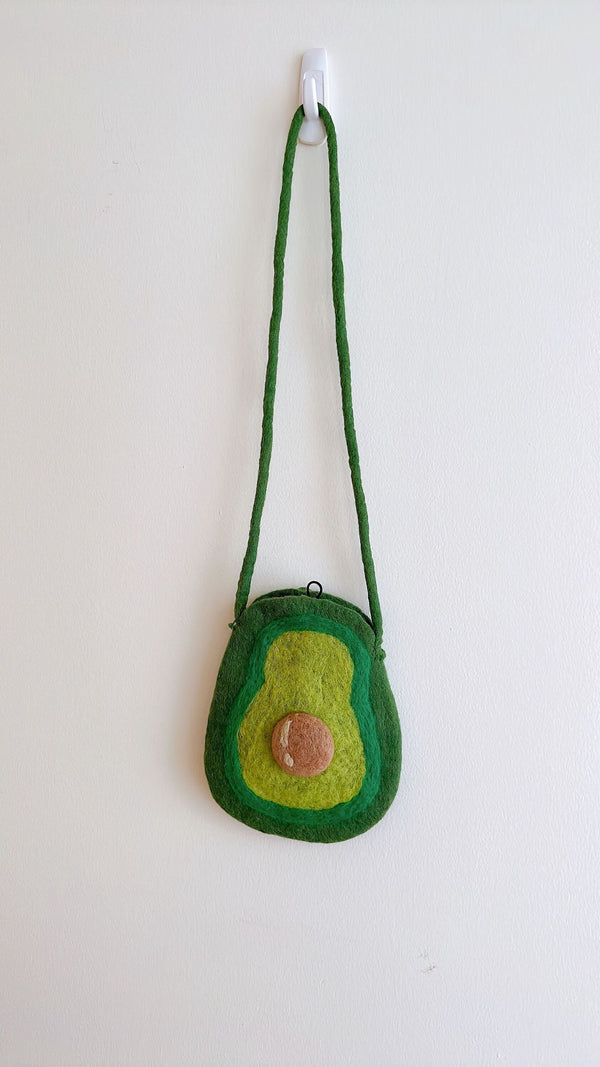 Felt Avocado Crossbody Bags for Kids, avocado candy bag, avocado handbag, adjustable felt avocado purse, Ganapati Crafts Design **SALE**