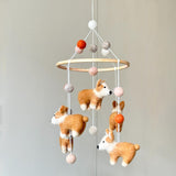 Felt Corgi Dog Baby Mobile For Nursery Decor, Baby Shower's Gift, Gift for Dog Lovers