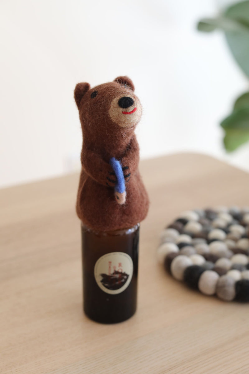 Felt Bear Wine Bottle Toppers