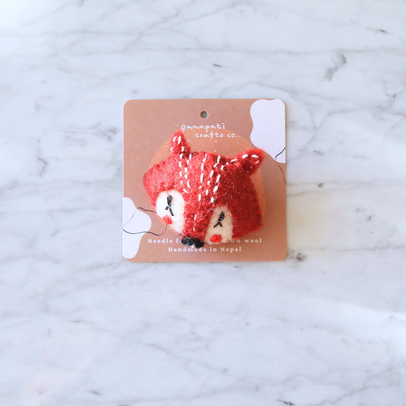 Felted Fox Brooch