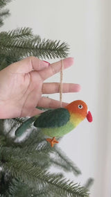 Parrot Felt Ornament – Handmade Wool Felt Lovebird Christmas Tree Decoration