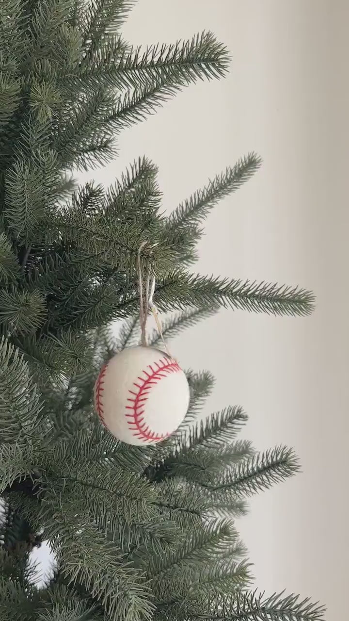Felt Baseball Ornament – Handmade Wool Sports Christmas Decoration