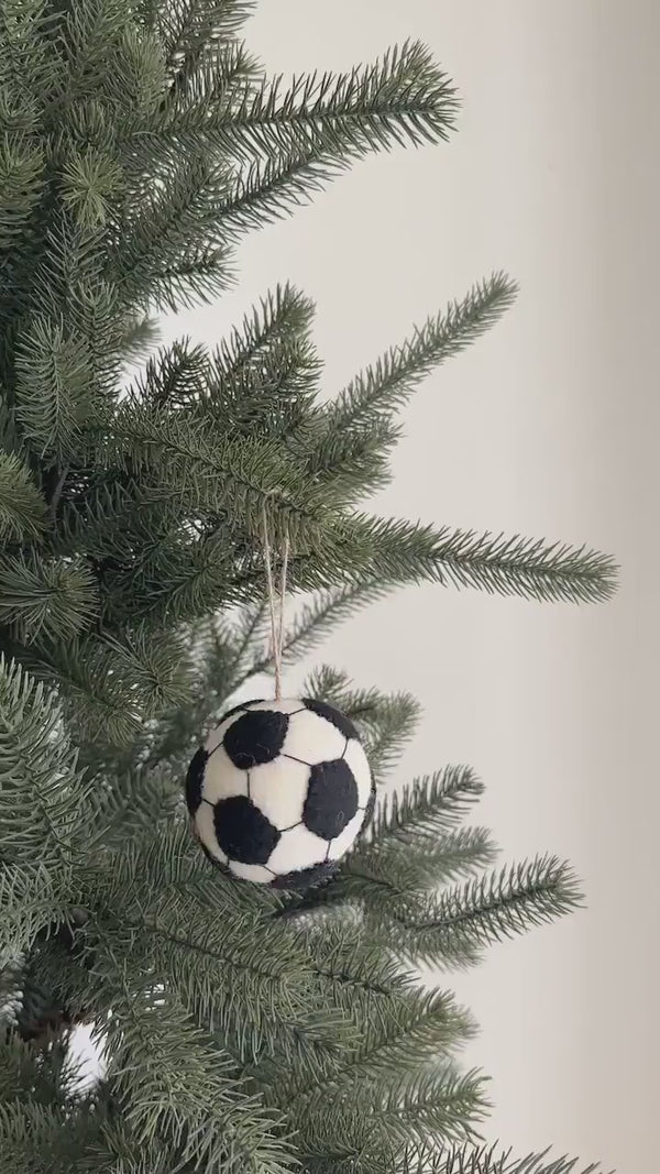 Felt Soccer Ball Ornament – Handmade Wool Sports Christmas Decoration