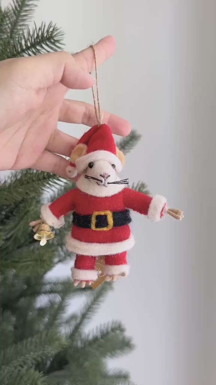 Felt Santa Mouse Ornament