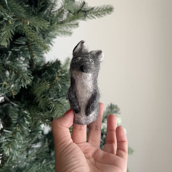 Gray Coyote Finger Puppet
