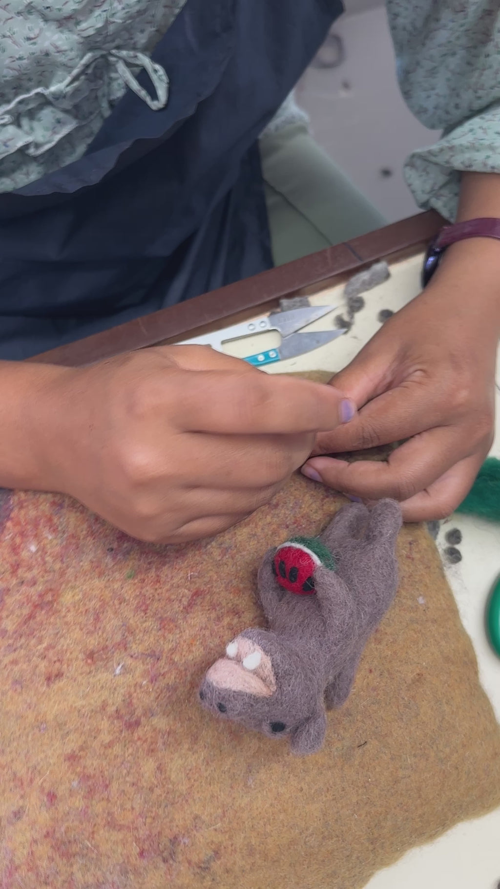 Hippopotamus Holding Watermelon Finger Puppet