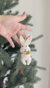 Felt Bunny Holding Carrot Easter Ornament