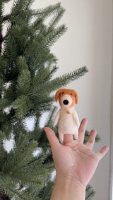 Dog with Bell Collar Finger Puppet
