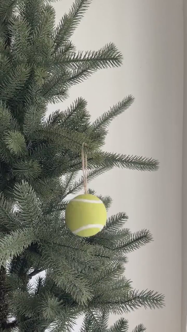 Felt Tennis Ball Ornament – Handmade Wool Sports Christmas Decoration