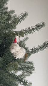 Felt Sheep Ornament with Christmas Hat