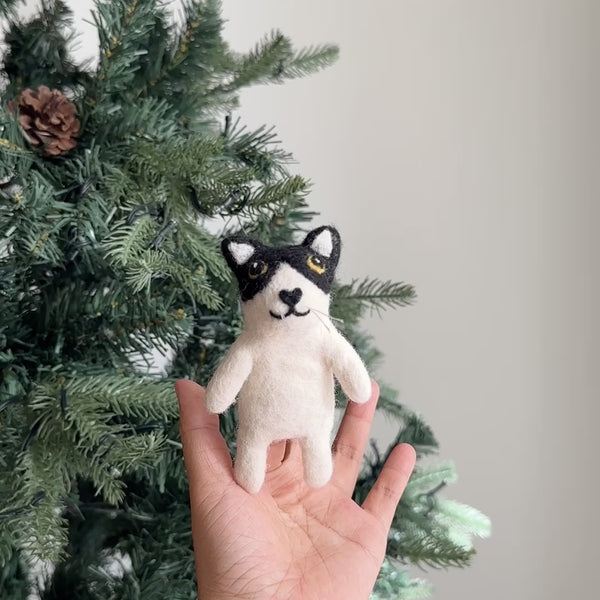 Felt Finger Puppet: "Baby" The Tuxedo Cat