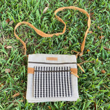 Woven Double Sided Bag - Black Houndstooth