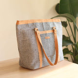 Woven Black Large Tote Bag