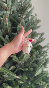 Felt Ornament - Mini Sheep with Christmas Hat