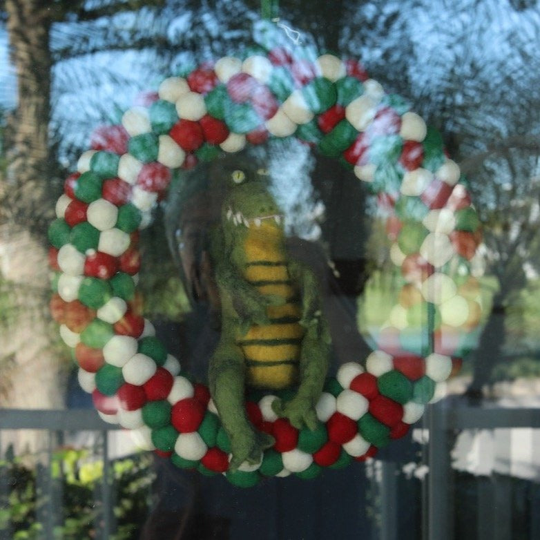 Felt Pompom Ball Christmas Wreath by Ganapati Crafts Co.
